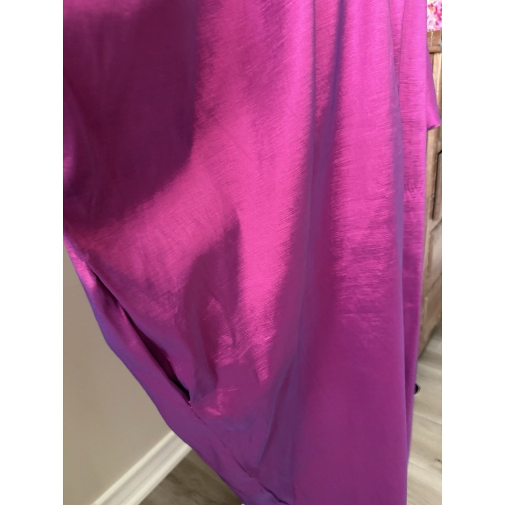Monaya KIKI Fuchsia Kaftan One Size Fits All Satin Shimmer Maxi Dress - Picture 2 of 9